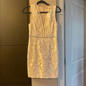 White Lace dress with tan under